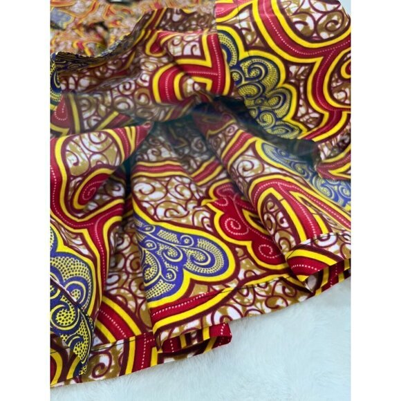 New The Oula Company Size M Print Tiered Maxi Dress Red Yellow - Picture 9 of 13